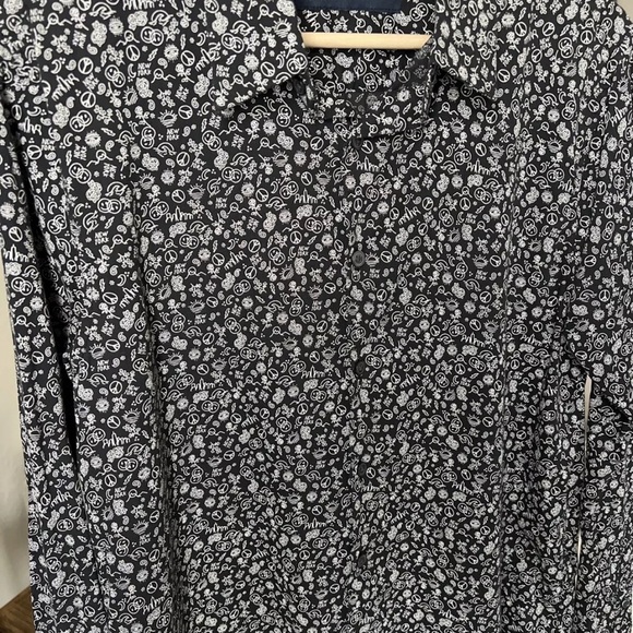 Abercrombie & Fitch Men’s Black & White Pattern Button Up Long Sleeve Size S - Picture 4 of 8